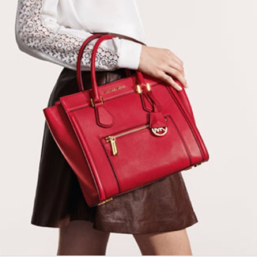 Michael Kors Colette Large Leather Zip Top Satchel
